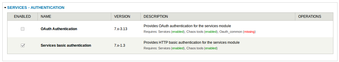 Install auth module
